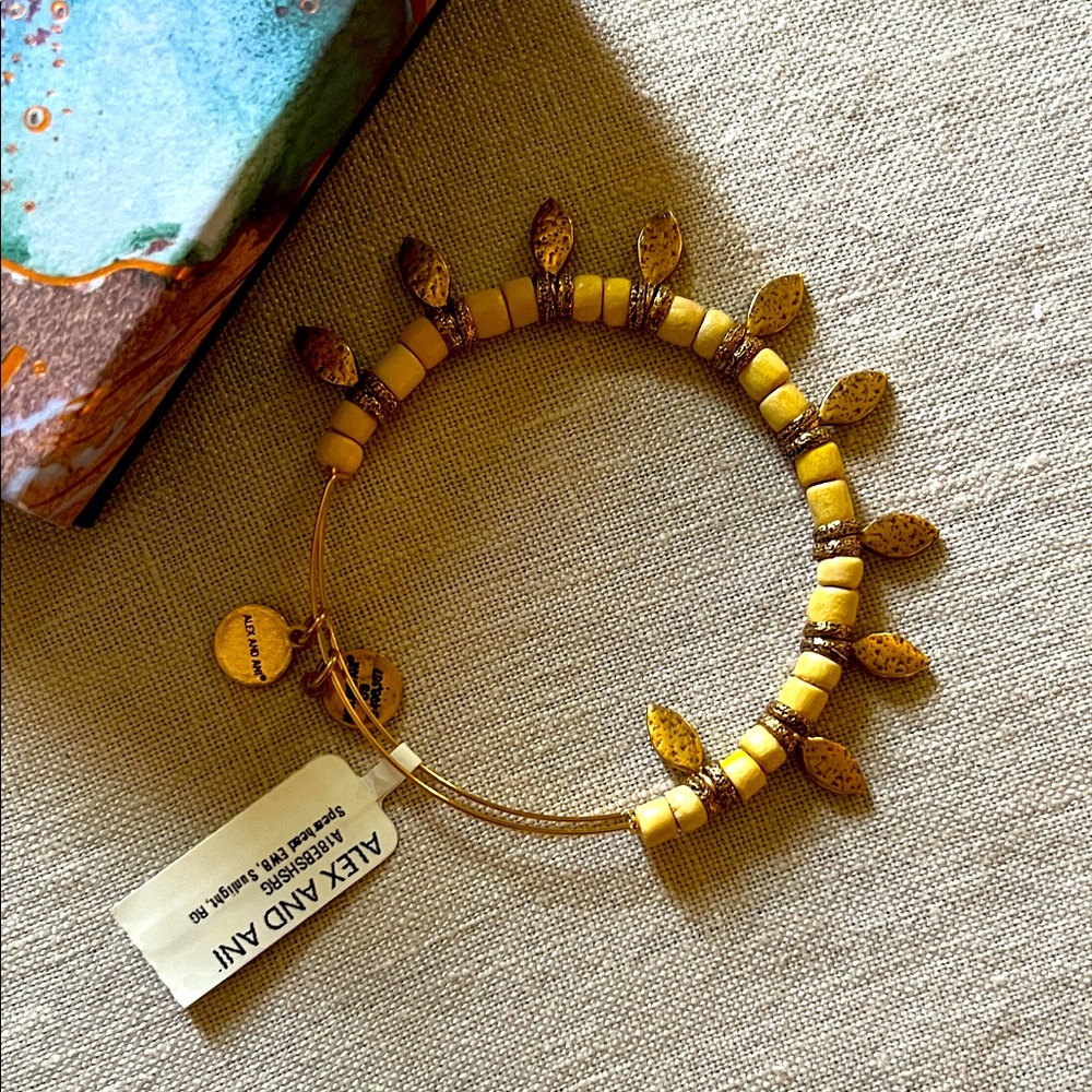 Alex and Ani Yellow Spear head sunlight Beaded gold Bracelet